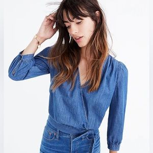 Madewell Denim Wrap Top